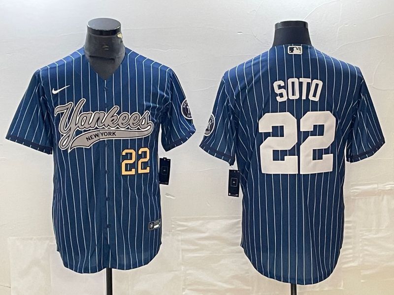 Men New York Yankees #22 Soto Blue stripe Nike Game MLB Jersey style 1->new york yankees->MLB Jersey